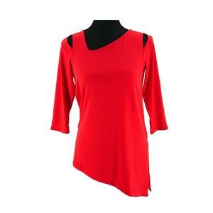 Cold-Shoulder Asymmetrical Red Top Alfani, Size P/S